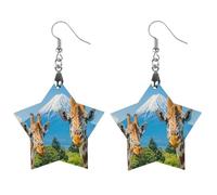 Giraffes Fuji-mountain Lightweight Boho Dangle Earrings Wooden Earring Drop Charms Jewelry Gifts for Women Love