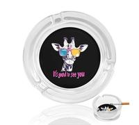 Giraffes It's Good to See You Round Glass Ashtray Washable Simple Ash Trays