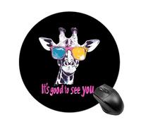 Giraffes It's Good to See You Round Mouse Mat Pad Slim Anti-Slip Office Desk Accessories 7.8 Inches