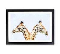 Giraffes Looking Both Ways in Abstract Framed Print | A2 Black Framed Wall Art | Ready to Hang | Abstract Animal Picture | Living Room Bedroom Lounge Office