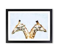 Giraffes Looking Both Ways Painting Framed Print | A2 Black Framed Wall Art | Ready to Hang | Modern Animal Picture | Living Room Bedroom Lounge Office