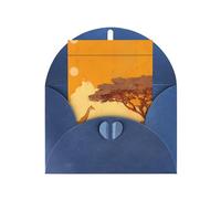 Giraffes On The African Savannah Elegant Greeting Card On Premium Pearl Paper - Perfect For Christmas, Birthday, Wedding & Valentine’s Day - Blank Inside For Personal Message