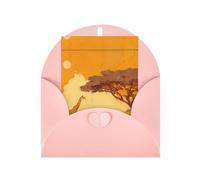 Giraffes On The African Savannah Elegant Greeting Card On Premium Pearl Paper - Perfect For Christmas, Birthday, Wedding & Valentine’s Day - Blank Inside For Personal Message