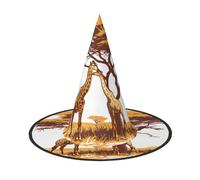 Giraffes On The African Savannah Halloween Hat â€“ Spooky Party Costume Accessory With Full-Print Design â€“ Lightweight Foldable Witch Hat For Halloween, Carnival, Masquerade & Role Play Events