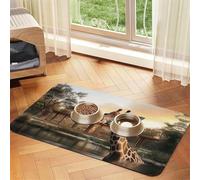 Giraffes on The Lake Pet Feeding Mat Dog Cat Eating Food Absorbent Leather Tablecloth for and Water Bowl Waterproof No Stains Quick Dry Non-Slip 23.62 * 15.75IN