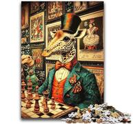 Giraffes Playing Chess 1000 Pieces Jigsaw Puzzle for Adults& Teens,Toys Educational Games Stress Relieving Wishlist with Santa Claus (38x52cm)