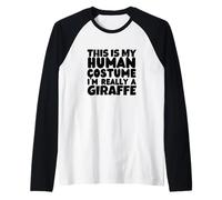 Giraffes This is My Human Costume I'm Really A Giraffe Raglan Baseball Tee