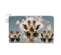 Giraffes Wearing Sunglasses Coin Purse with Key Ring Cute Change Purse Travel Portable Keychain Wallet with Zipper for Women Girls, style, One Size