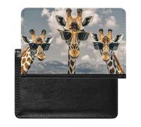 Giraffes Wearing Sunglasses Passport Holder with 3 Card Slots, Portable PU Leather Travel Wallet, Slim Protective Cover for Passport, ID, Credit Cards