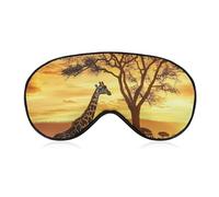 Giraffes Zebras African Savannah Sunset Comfortable Sleep Eye Mask Soft Covers for Sleeping with Adjustable Strap