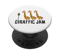 Giraffic Jam Funny Giraffe Giraffe Pun Cute Giraffe PopSockets Adhesive PopGrip