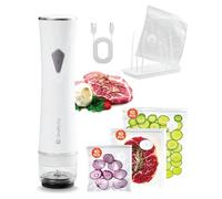 Giraffy Co. Vacuum Sealer Machine with Visible Water Tank, 30 Reusable Bags (S, M, L - 10 Each), Foldable Drying Rack, and Charging Cable - Compact & Powerful Handheld Food Sealer for Freshness