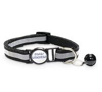 Girafus Cat Collar with Safety Clasp / 5 x Stickers for Names, Cat with Bell / Reflective / for Girafus Tracker Safety Collar Cats Black