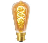 Girard Sudron 716678-LED 64mm Edison Teardrop ST64 LED Twisted Filament Lightbulb Lamp, B22 (BC Bayonet Cap), Amber, Warm White, 400 Lumens, Dimmable, 4 W