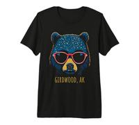 Girdwood Alaska USA Bear Wearing Sunglasses Design Premium T-Shirt