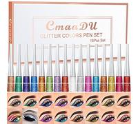 Gireatick 16PCS Liquid Glitter Eyeliner set, 16 Colors High Pigmented Brighten Eye Liner Kit, Long Lasting Waterproof Metallic Shimmer Eyeshadow