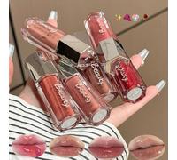 Gireatick 4 Pcs Korean Mirror Jelly Lip Gloss Set, Highly-Pigmented Hydrating Lip Glaze, Non-Stick Long-Lasting Moisturizing Daily Makeup