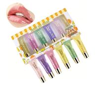 Gireatick 6 Pcs Fruit Flavored Clear Lip Gloss Set, Non-Sticky Transparent Lip Glaze, Long-Lasting Moisturizing Summer Daily Care