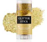 Gireatick Gold Face Body Glitter Stick, Rotating Mermaid Face Glitter Stick, Holographic Chunky Glitters for Face/Body/Hair/Eye/Lip