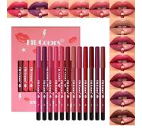 Gireatick Lip Liner Set, 12 Colors Matte Finish Series Lip Liner Pencil Set, Red Nude Brown Purple Creamy Long Lasting Matte Lip Crayons Lipstick Kit, Smudge Proof Waterproof Lip Makeup Pencil