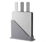 Girftong Plastic Cutting Board Set, Non-Slip Double-Sided PP With Marble Pattern, Food-Safe Chopping Boards For Meat And Veg, Kitchen Tool With Stand, Grey, 33X24cm