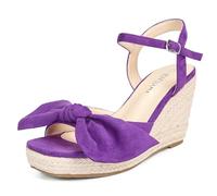 girgod Women's Espadrille Wedge Sandals Open Toe Bow Platform Ankle Strap | Comfy Suede 3.54" Wedges Heels. Non-Slip Rubber Sole. Perfect For Summer, Wedding, Daily, Travel, Dates.