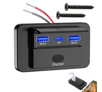 Girihe 1 PCS 12V Usb Socket with on/off Button, 72W 12V Usb Socket Campervan, Usbb 12V/24V Sockett for Motorcycles Boats Marine Rvs Trucks Golf Carts