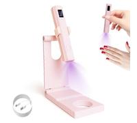 Girihe 1 PCS Gel Nail Lamp with Stand, Handheld Gel UV Lamp Flash Cure Nail Lampp, UV Nails Light for Gell Polish Women(Pink)