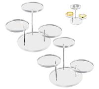 Girihe 2 Packs Acrylic Stand, Round Clear 3 Tier Acrylic Stands for Display, Ornament Stand for Action Figures Collectibles Gem Crystals and Small Cupcake