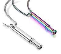 Girihe 2 PCS Anxiety Breathing Necklace, Breathing Resistance Necklacee with Filter Portable Brea thing Necklace, Whistle Necklacee for Meditation Anxity Relief Relaxation and Exercis (Silver,Colored)