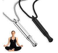 Girihe 2 PCS Anxiety Breathing Necklace, Stainless Steel Resistance Whistle Necklace, Portable Breathing Resistance Necklacee for Relaxation Meditation and Decompression