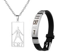 Girihe 2 PCS Football Stuff, Football Necklace for Boys CR7 Bracelet for Boys Footbal Bracelet Ronaldo Necklace, Fotball Bracelets Best Gift f or Boy Who Love Fotball