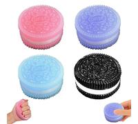 Girihe 4 PCS Taba Squishy, Squishy Kit Fu Fu Squishy, Dumpling Squishy for Relieving Anxiety(Black+Pink+Blue+Purple)