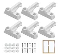 Girihe 6 Pcs Sash Jammers for UPVC Doors, Window Lock Extra Sash Jammer Blocker Window Locks for UPVC Windows Door Jammer f or PVC/UP VC Win/Dow Handle-White
