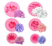 Girihe 6 PCS Silicone Flower Moulds, Reusable Silicone Moulds Candle Mould 3D Rose & Siliconee Mould for Crafting Decorations for Chocolate Cake, Candle Making
