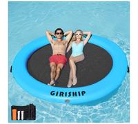 GIRISHIP 6/8/10FT Inflatable Water Hammock, Round Floating Ring Inflatable Floating Dock for Lakes and Pools, Pool Hammock Lake Floats for Adults, 8FT Sky Black
