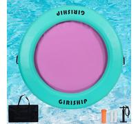 GIRISHIP 6FT Inflatable Water Hammock, Round Floating Ring Inflatable Floating Dock for Lakes and Pools, Pool Hammock Lake Floats for Adults Green Pink