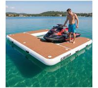 GIRISHIP Inflatable Jet Ski Dock, Heavy Duty Floating PWC Docking Station with Non-Slip EVA Pad, Portable Marine Platform or Boat Bumpers Fenders for Docking Include Pump (8FT*8.5FT U)