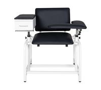 GIRISHIP Laboratory Blood Drawing Chair with Soft Cushion, Adjustable Armrests, Storage Drawer, Phlebotomy Chair, Black