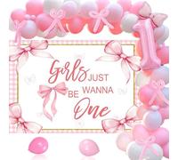 Girl 1st Birthday Banner Bowknot Birthday One Decorations 1st Birthday Girls Just Wanna Be One Sign Pink Bow Birthday Decorations