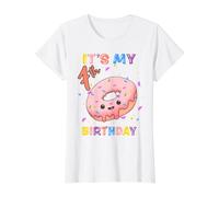 Girl 7 Years Old Its My 7th Birthday Donut Value Graphic T-Shirt, Women, White, XS