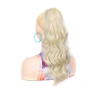 girl Afro curly Long wig Ponytail Extension for Women 50cm Drawstring Ponytail Hair Natural Black gold red Hairpieces party(E)