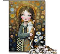 Girl And Cat Jigsaw Puzzles for Adults 1000 Jigsaws, Challenging Game Toys Every Piece Is Unique - Challenging Family Fun Game (50x75cm)