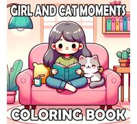 Girl and Cat Moments: Coloring Book Bold and Easy for Adults and Teens