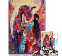 Girl And Horse Adult Puzzles 1000 Pieces,Help The Brain Exercise Addictive Toys to Cultivate Patience Parent-child Interaction 38x26cm