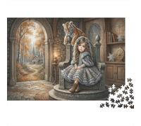 Girl And Tiger Jigsaw Puzzle for Game 1000 Pieces Stone Throne for Beginners Puzzle Starters Anxiety Relief Small Gift Idea 38x26cm/1000pcs