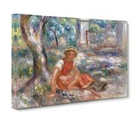 Girl At The Foot Of A Tree By Pierre Auguste Renoir Classic Painting Canvas Wall Art Print Ready to Hang, Framed Picture for Living Room Bedroom Home Office Décor, 30x20 Inch (76x50 cm)