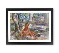 Girl At The Foot Of A Tree By Pierre Auguste Renoir Classic Painting Framed Wall Art Print, Ready to Hang Picture for Living Room Bedroom Home Office Décor, Black A2 (64 x 46 cm)