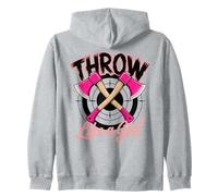 Girl Axe Throwing Woman Lumberjack Zip Hoodie
