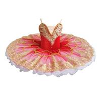 Girl Ballet Leotard Dress Ballet Skirt, Pancake Ballerina Figure Skating Competition Dress Girls Child Swan Lake Ballet Dress,Red,110